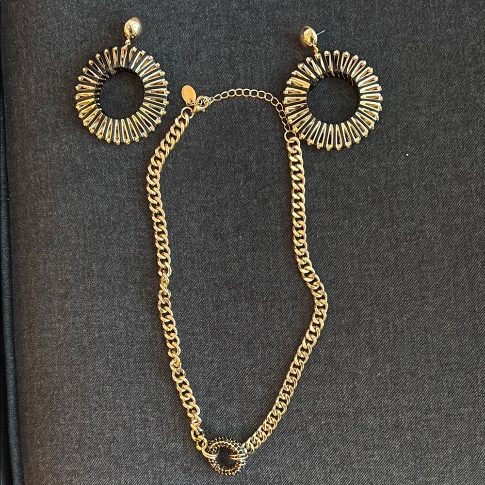 Gold Chain Necklace and Earring Set